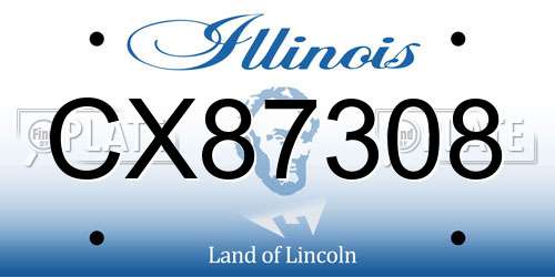 CX87308 Illinois License Plate