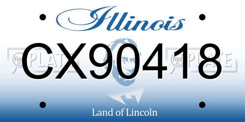 CX90418 Illinois License Plate