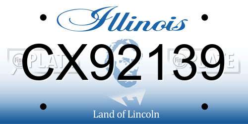 CX92139 Illinois License Plate