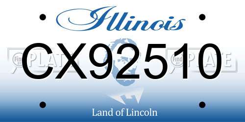 CX92510 Illinois License Plate