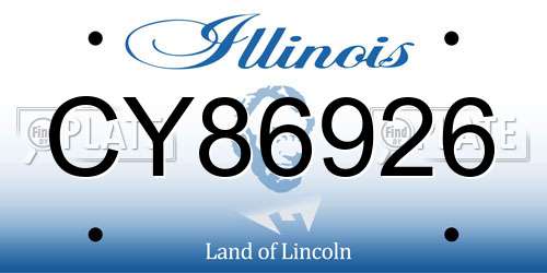CY86926 Illinois License Plate