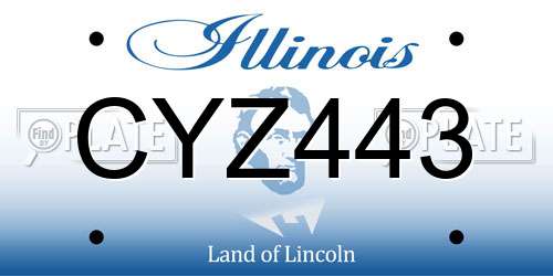 CYZ443 Illinois License Plate