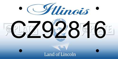 CZ92816 Illinois License Plate