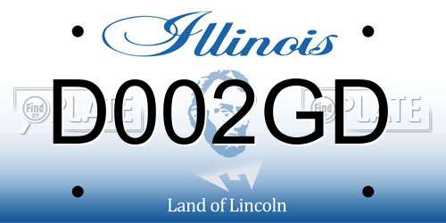 D002GD Illinois License Plate