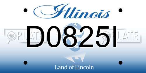 D0825I Illinois License Plate