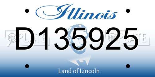 D135925 Illinois License Plate