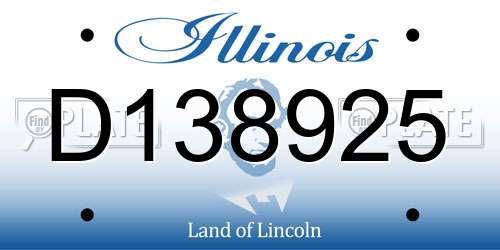 D138925 Illinois License Plate