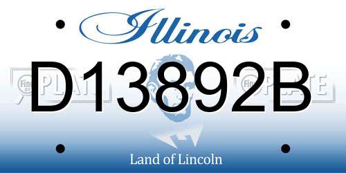 D13892B Illinois License Plate