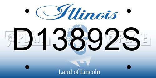 D13892S Illinois License Plate
