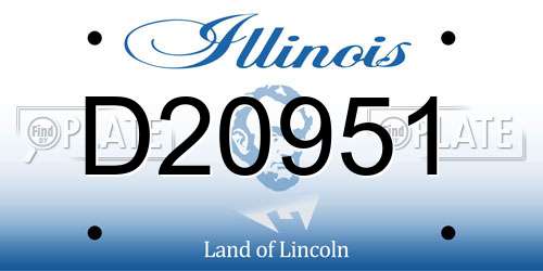 D20951 Illinois License Plate