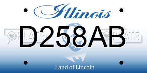 D258AB Illinois License Plate