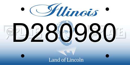D280980 Illinois License Plate