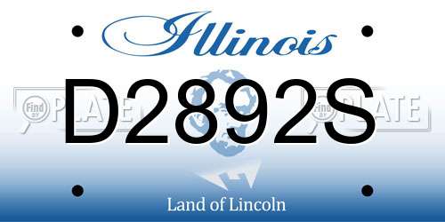 D2892S Illinois License Plate