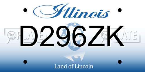 D296ZK Illinois License Plate