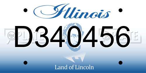 D340456 Illinois License Plate