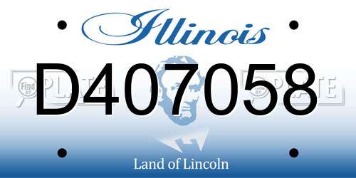 D407058 Illinois License Plate