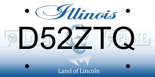 D52ZTQ Illinois License Plate