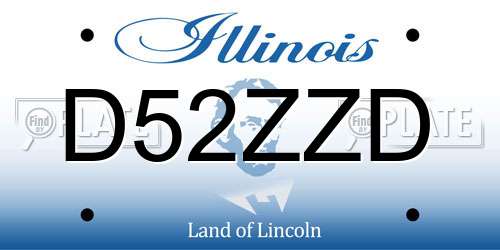 D52ZZD Illinois License Plate