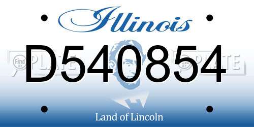 D540854 Illinois License Plate
