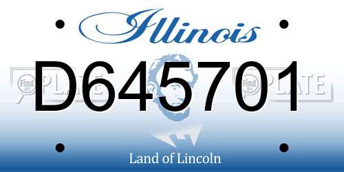 D645701 Illinois License Plate