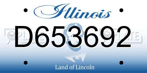 D653692 Illinois License Plate