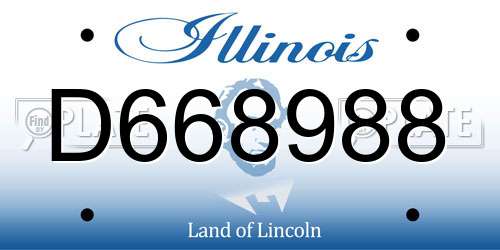 D668988 Illinois License Plate