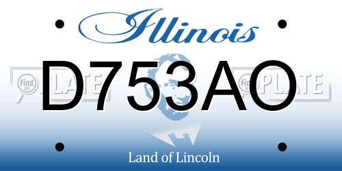 D753AO Illinois License Plate