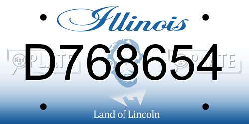 D768654 Illinois License Plate