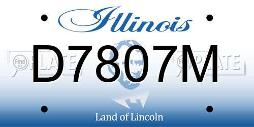 D7807M Illinois License Plate