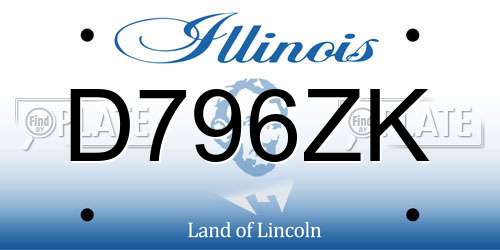 D796ZK Illinois License Plate