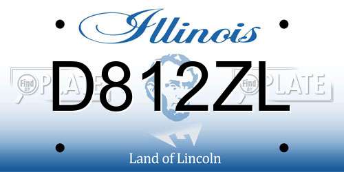 D812ZL Illinois License Plate