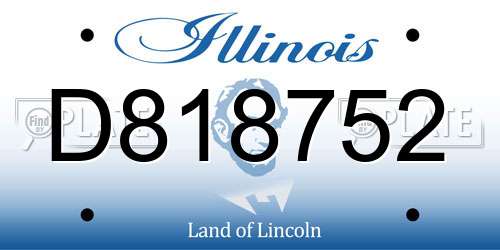 D818752 Illinois License Plate