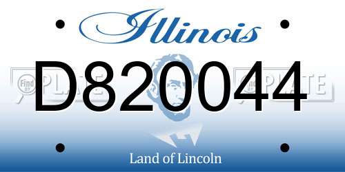 D820044 Illinois License Plate