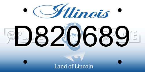D820689 Illinois License Plate