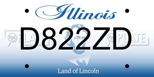 D822ZD Illinois License Plate
