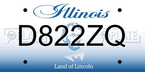 D822ZQ Illinois License Plate