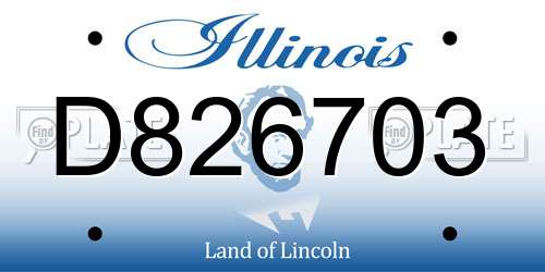 D826703 Illinois License Plate