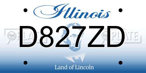 D827ZD Illinois License Plate
