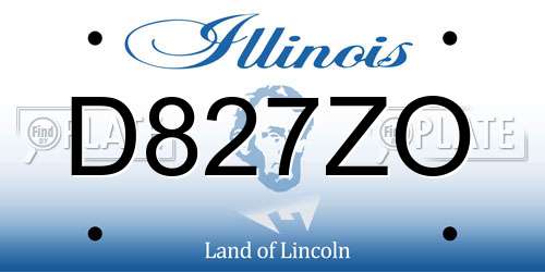D827ZO Illinois License Plate