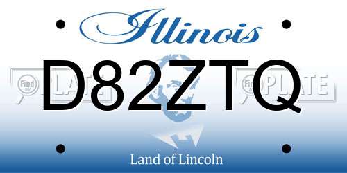 D82ZTQ Illinois License Plate