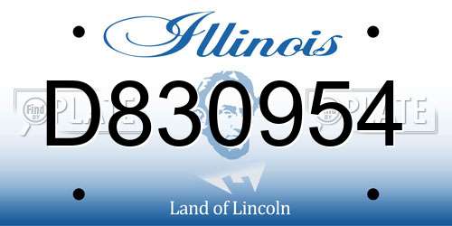 D830954 Illinois License Plate
