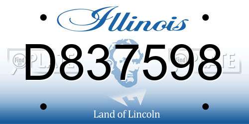 D837598 Illinois License Plate