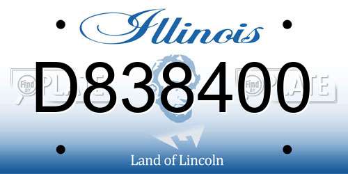 D838400 Illinois License Plate