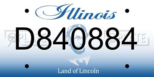 D840884 Illinois License Plate