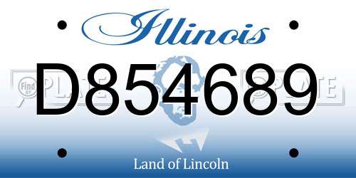 D854689 Illinois License Plate