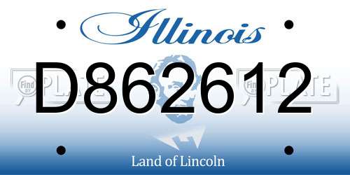 D862612 Illinois License Plate