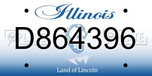 D864396 Illinois License Plate