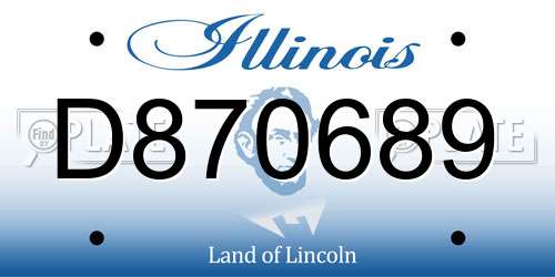D870689 Illinois License Plate