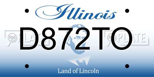 D872TO Illinois License Plate
