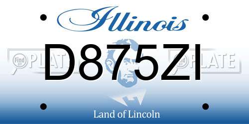 D875ZI Illinois License Plate